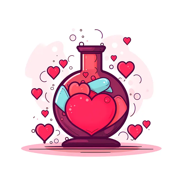 Potion bottle with heart and love