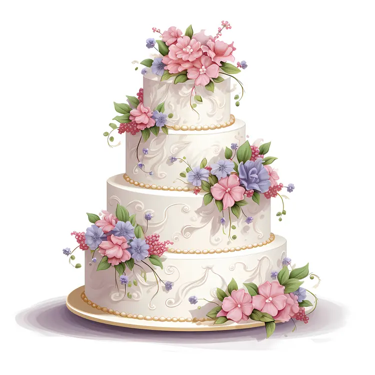 Pastel Flower Cake with Elegant Decorations