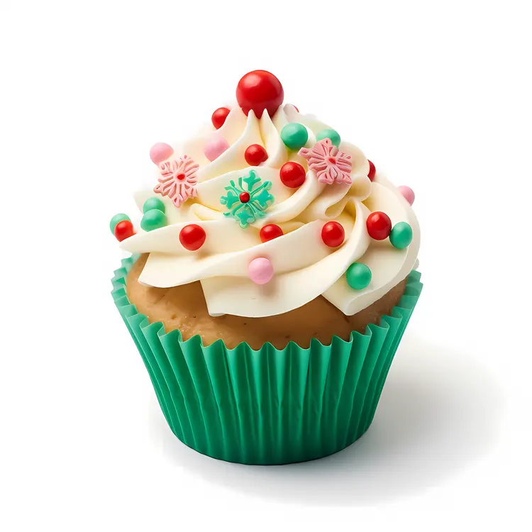 Cupcake with Snowflakes and Sprinkles