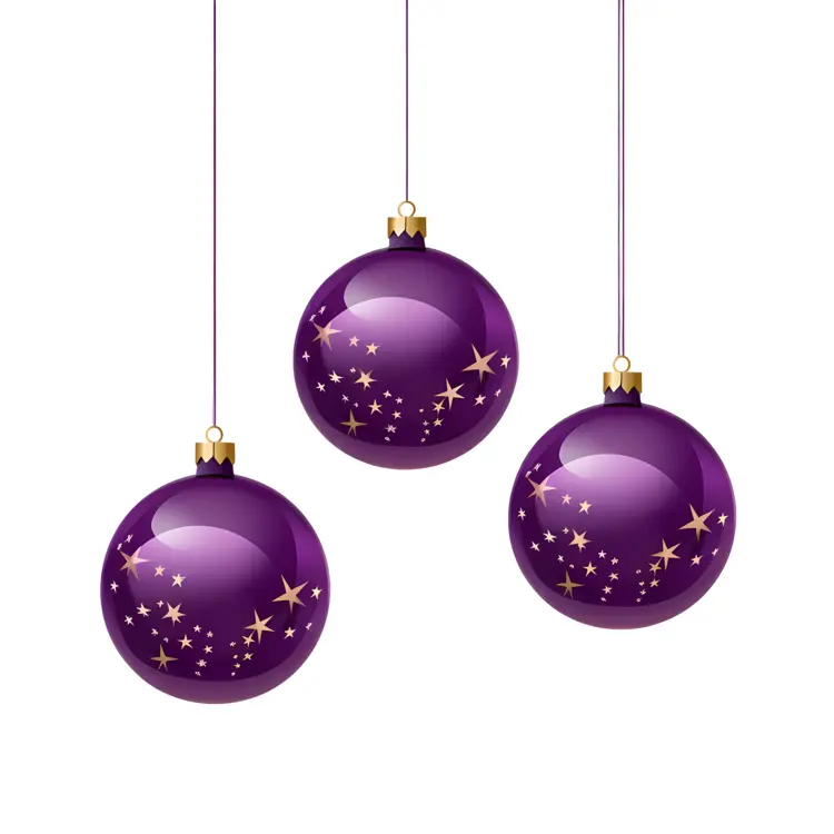 Purple Christmas Ornaments with Stars