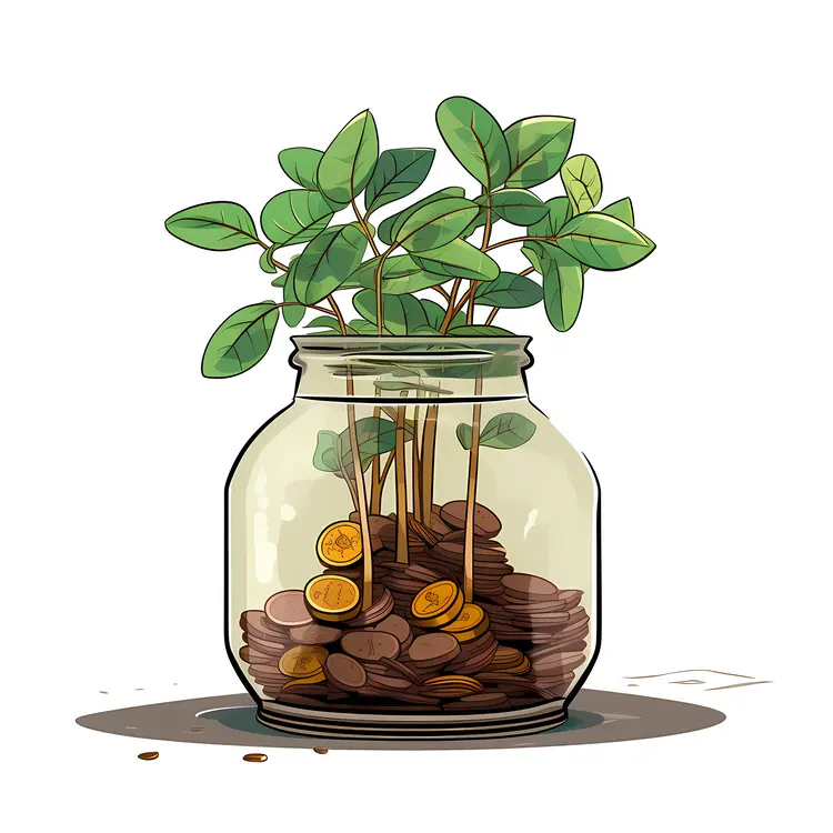 Money Plant in a Jar with Coins