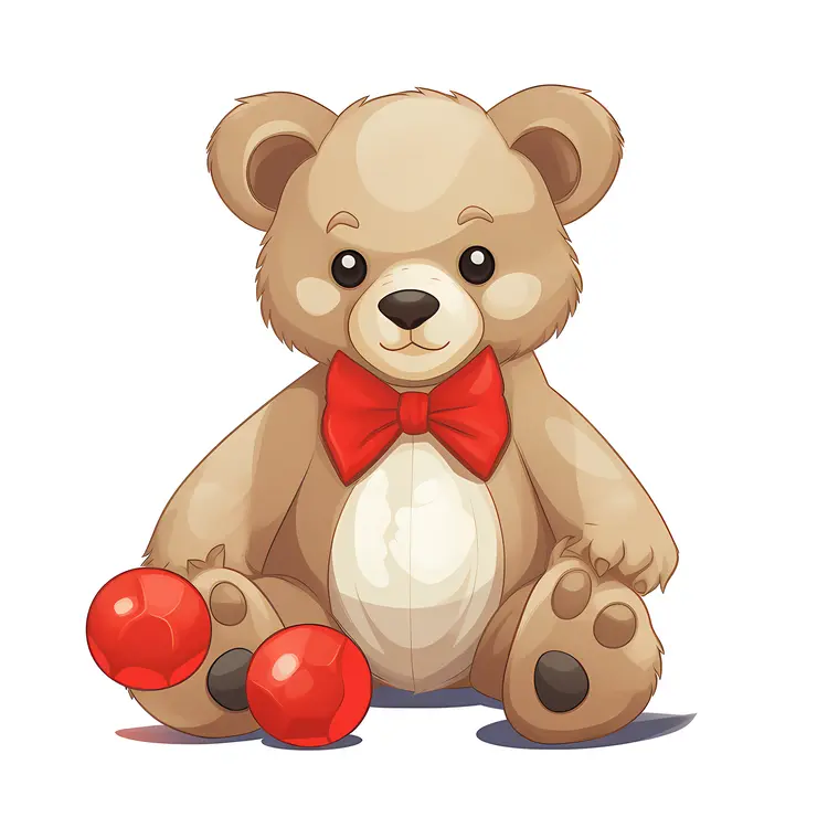 Cute Teddy Bear with Red Bow