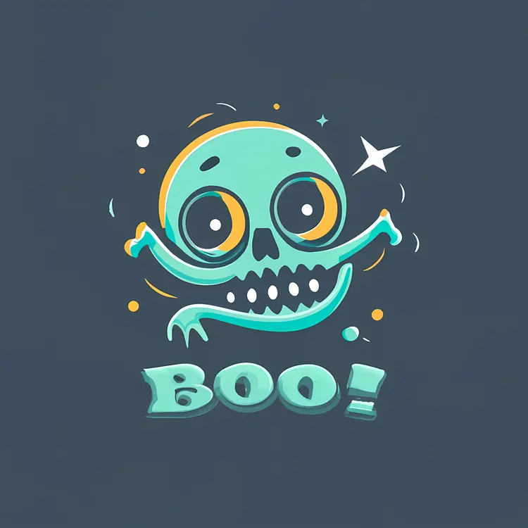 Skull with Big Eyes and Boo Text