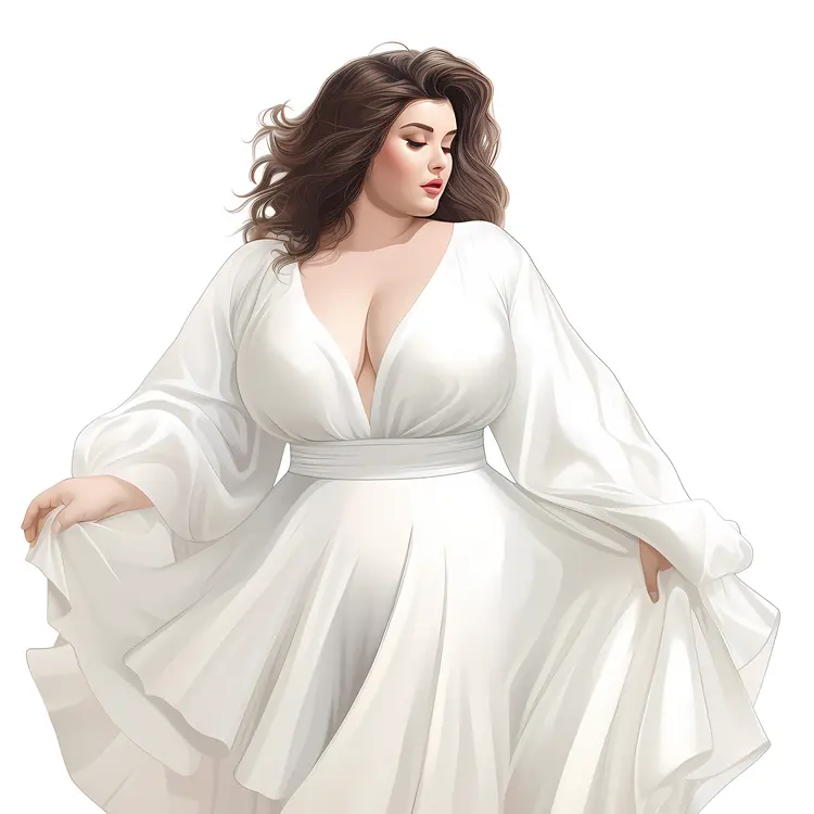 Elegant Woman in White Gown