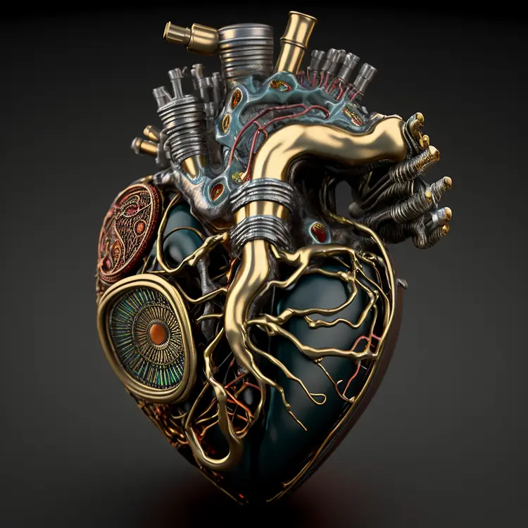 Steampunk Mechanical Heart with Futuristic Design
