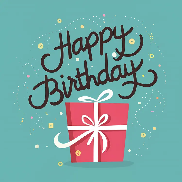 Happy Birthday Gift Box with Ribbon