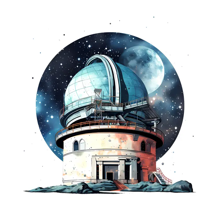 Observatory Under the Starry Night Sky