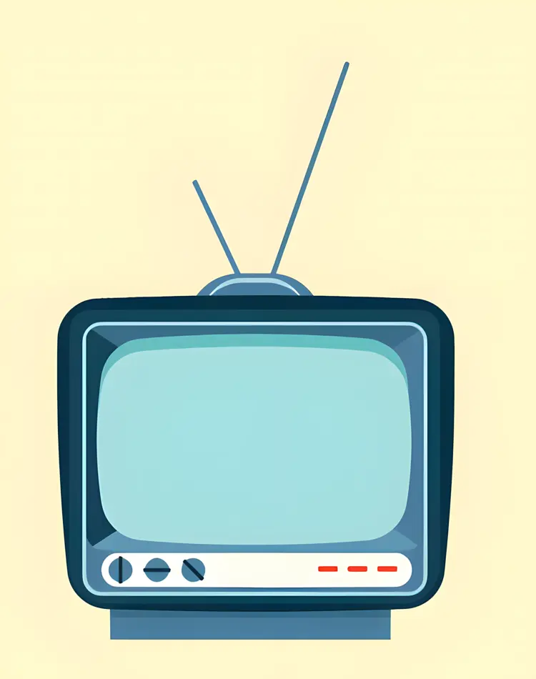 Blue Retro TV with Antenna
