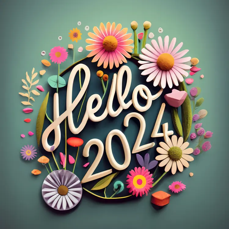 Nature-Inspired Hello 2024 with Flowers