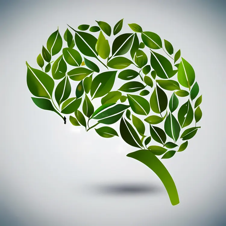 Leaf Brain Illustration for Mental Health Concept