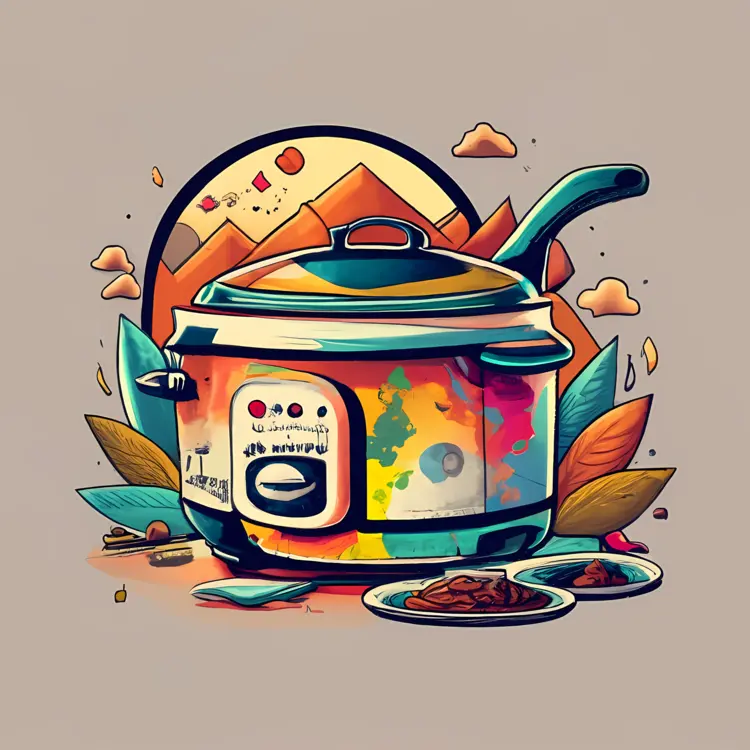 Colorful Crockpot with Creative Background