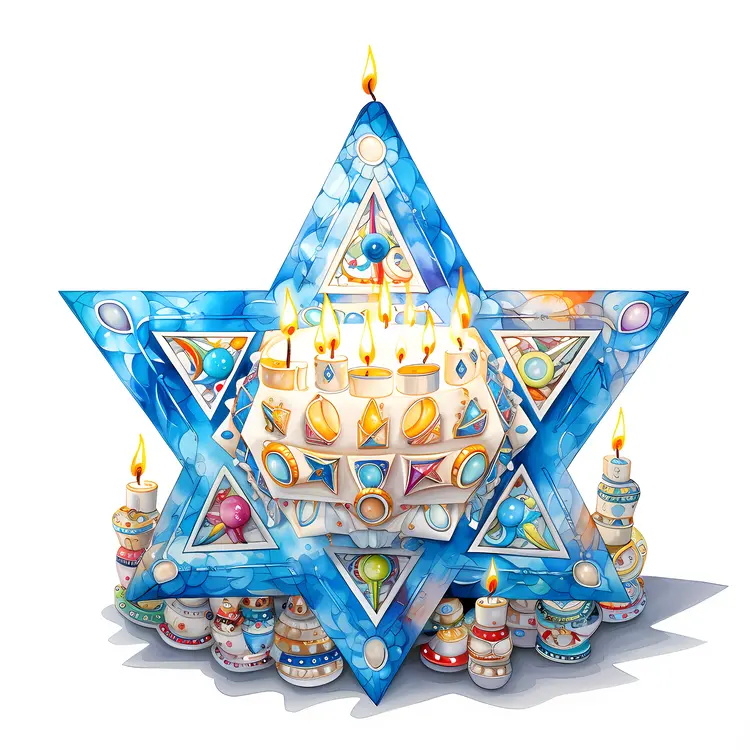 Decorative Blue Star with Candles