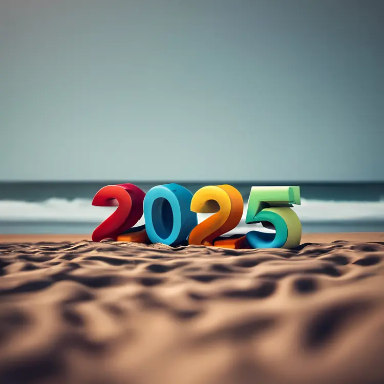 Colorful 2025 on Sandy Beach