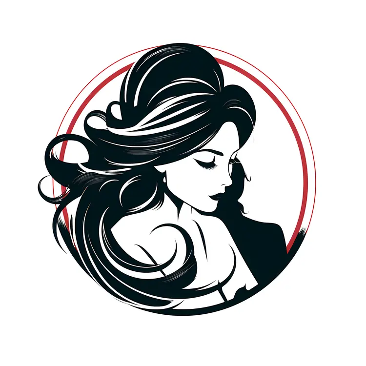 Black and White Woman with Flowing Hair
