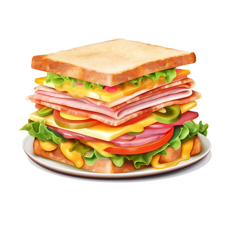 Stacked Sandwich with Ham and Cheese