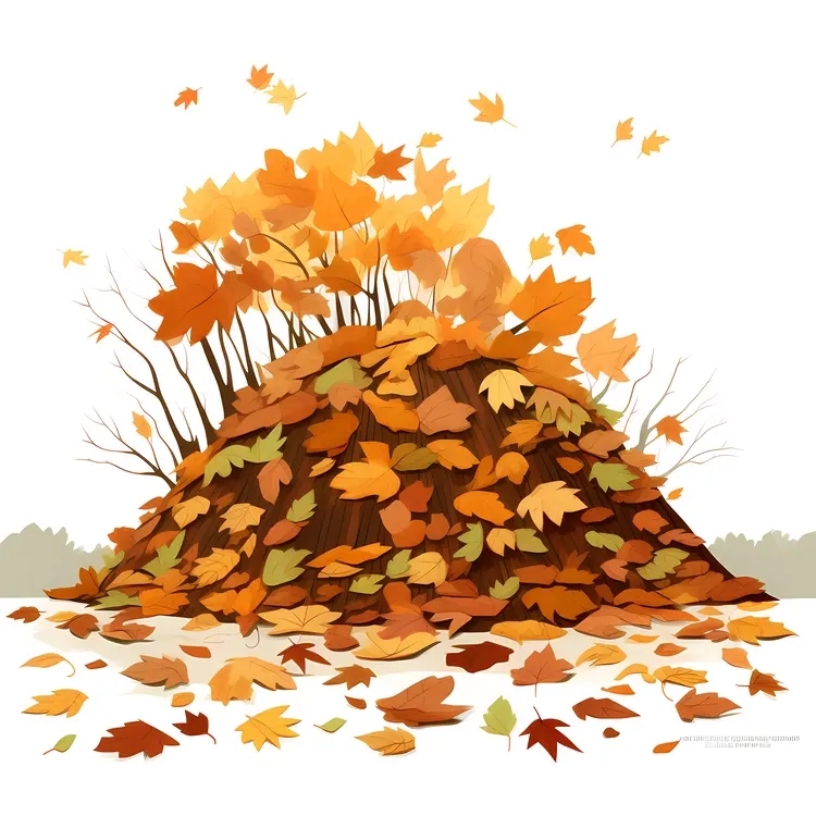 Pile of Autumn Leaves with Branches