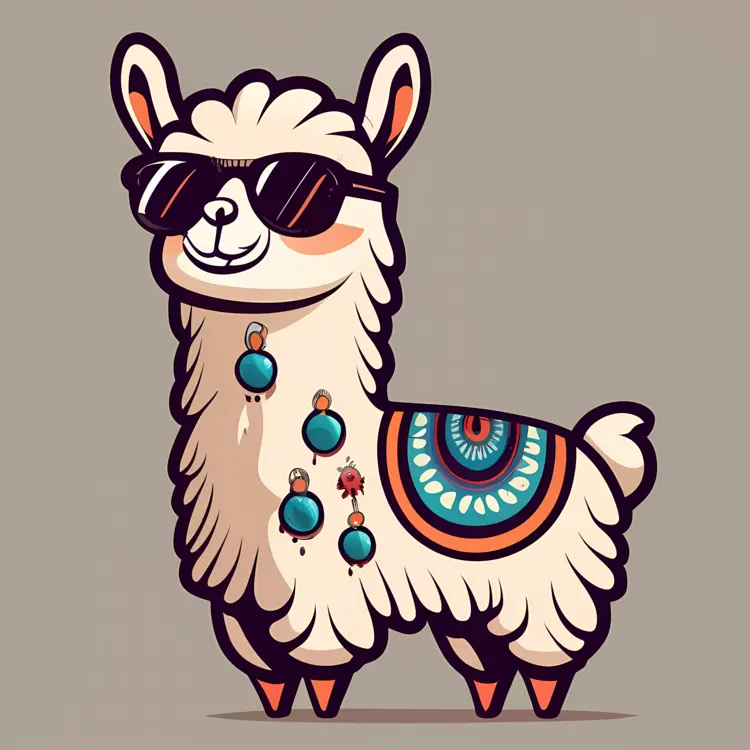 Cool Llama with Sunglasses and Earrings