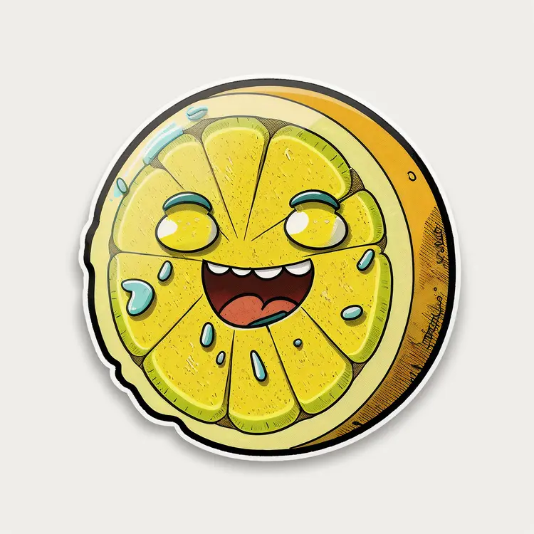 Happy Cartoon Lemon Sticker