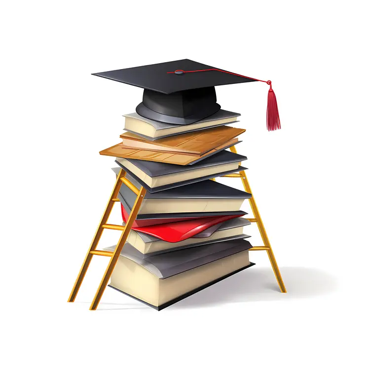 Graduation Cap on Stack of Books