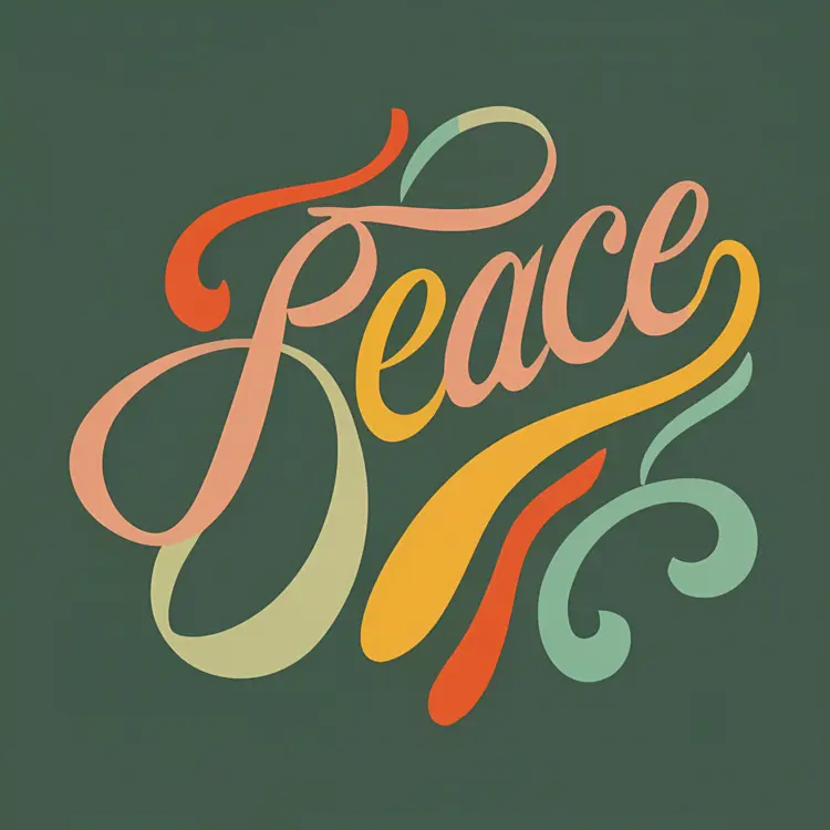 Colorful Peace Typography with Swirls