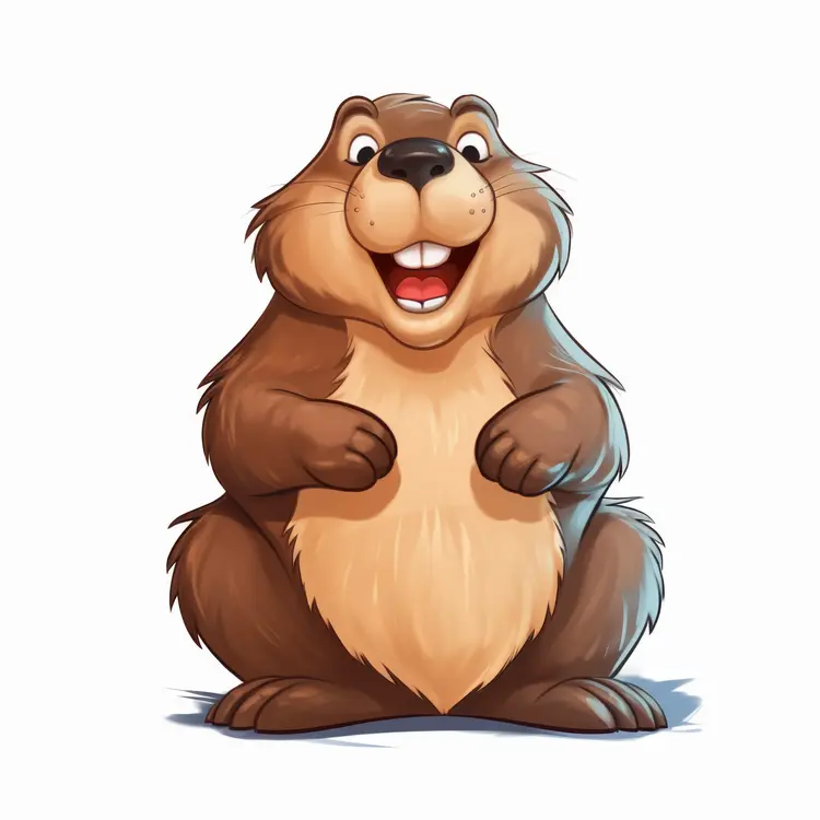 Cute Groundhog Cartoon Illustration for Groundhog Day