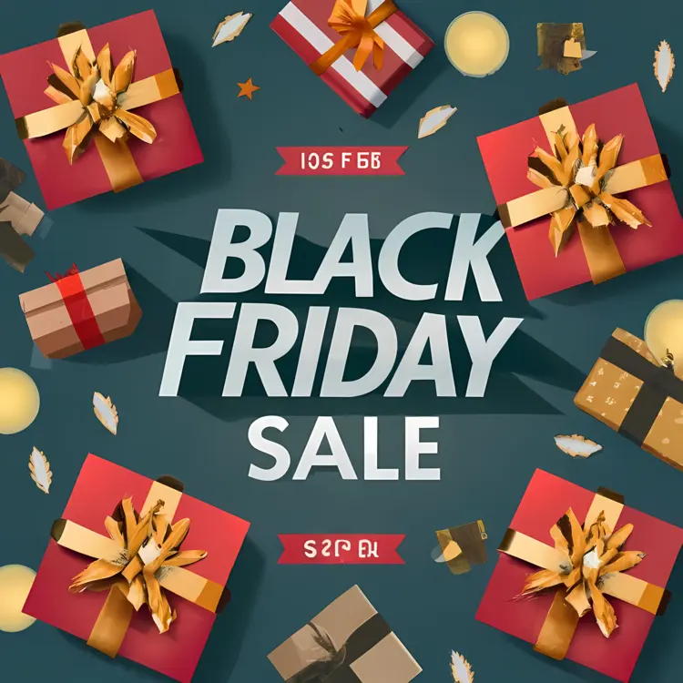 Black Friday Sale with Gifts and Ribbons