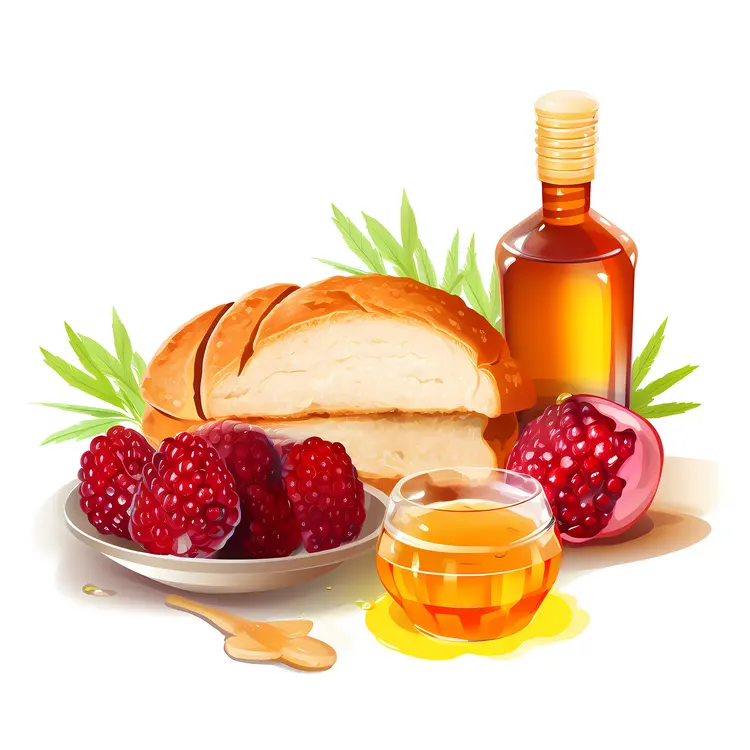Fresh Bread with Honey and Berries for Rosh Hashanah