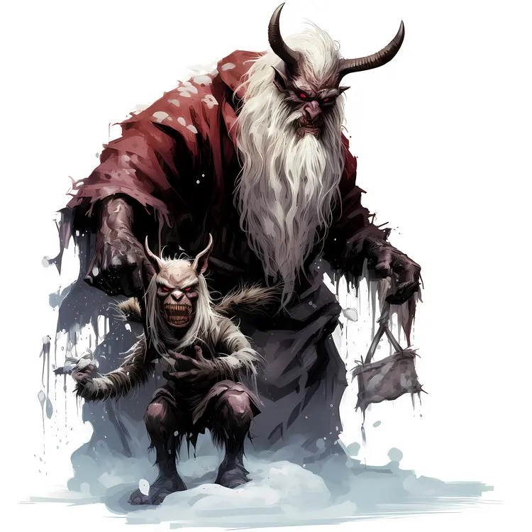 Two Horned Creatures in Snow