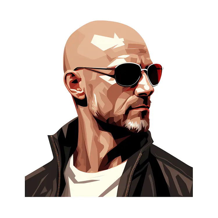 Stylish Bald Man with Sunglasses