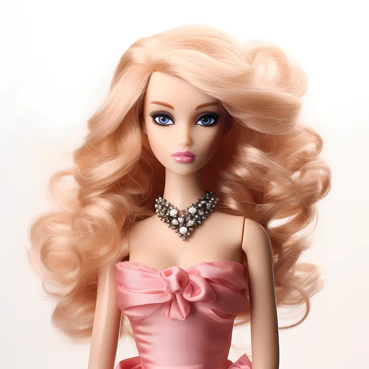 Elegant Blonde Doll in Pink Dress
