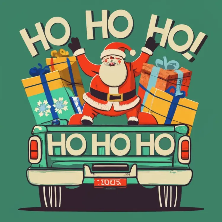 Santa Claus on a Truck with Christmas Gifts