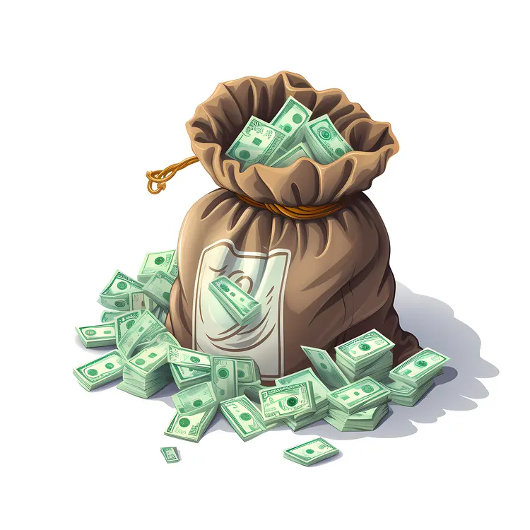 Money Bag Filled with Cash