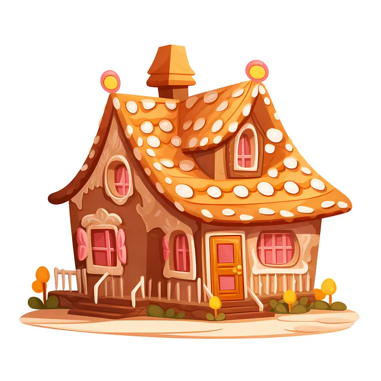 Cute Gingerbread House with Decorations