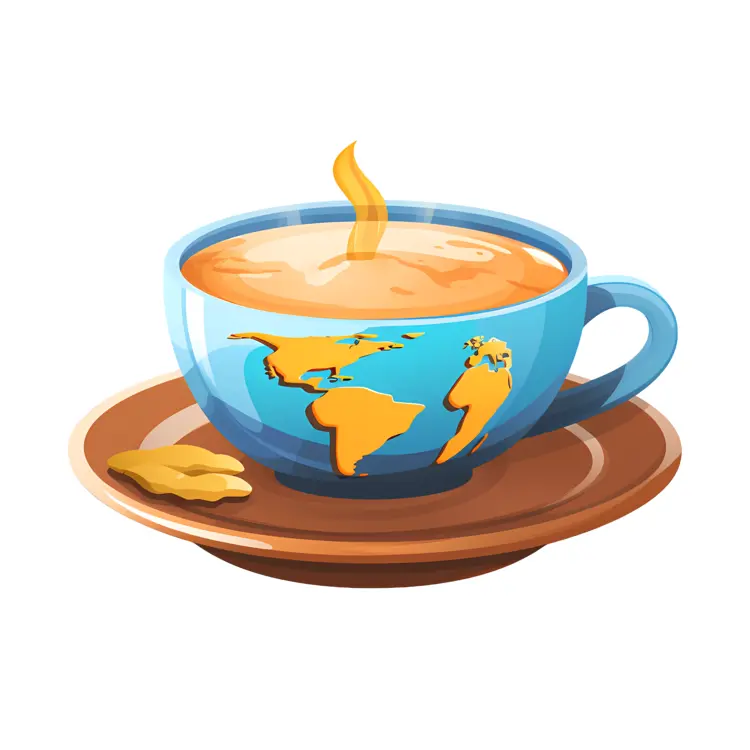 World Map Coffee Cup on Saucer