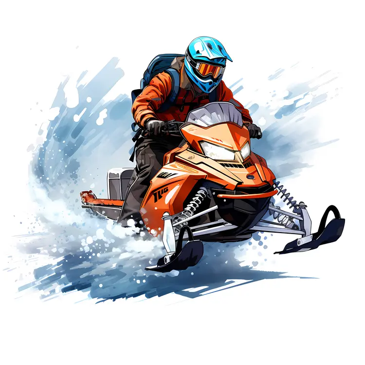 Snowmobile Rider on a Snowy Trail