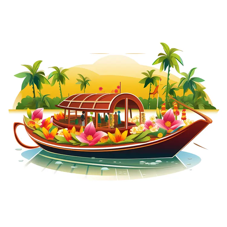 Beautiful Flower Boat in Tropical Paradise