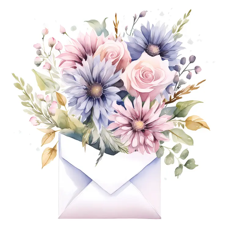 Pastel Flowers in Envelope