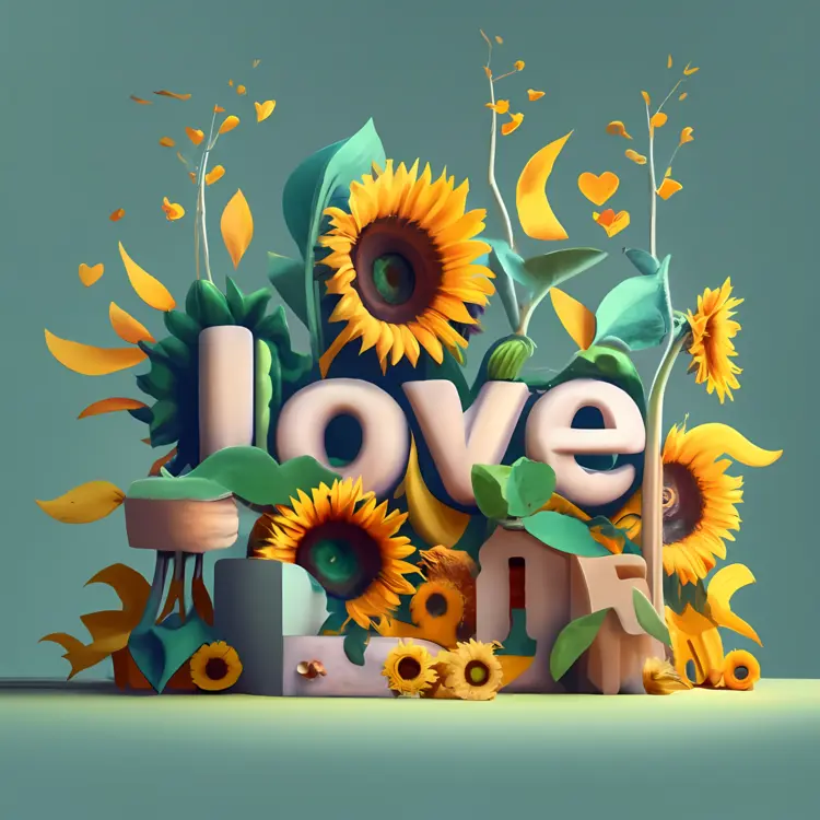Sunflowers with Love Sign