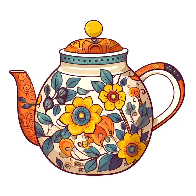 Beautiful Floral Teapot Illustration