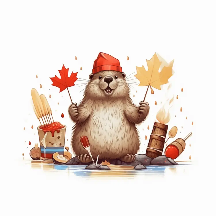 Patriotic Beaver Celebrating Canada Day