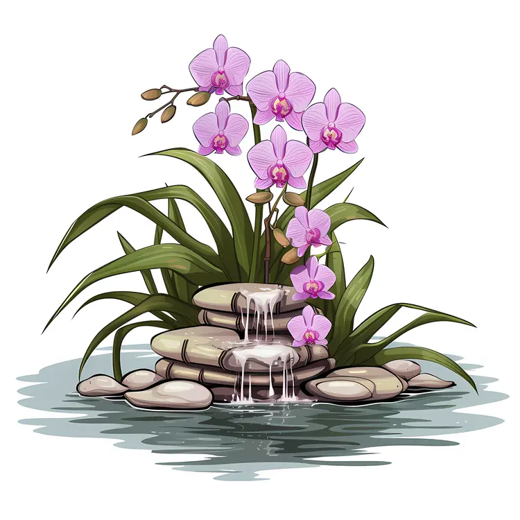 Pink Orchid Fountain with Greenery