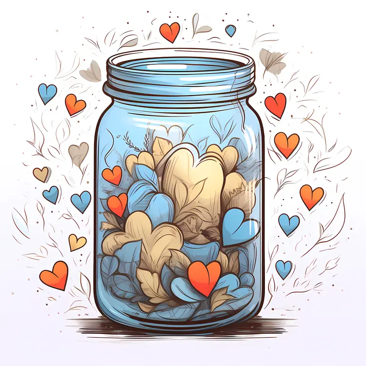 Hearts and Flowers in a Jar