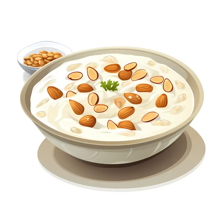 Bowl of Yogurt with Almonds