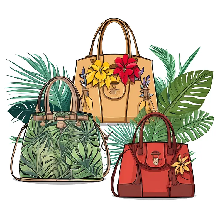 Stylish Tropical Handbags with Floral Patterns