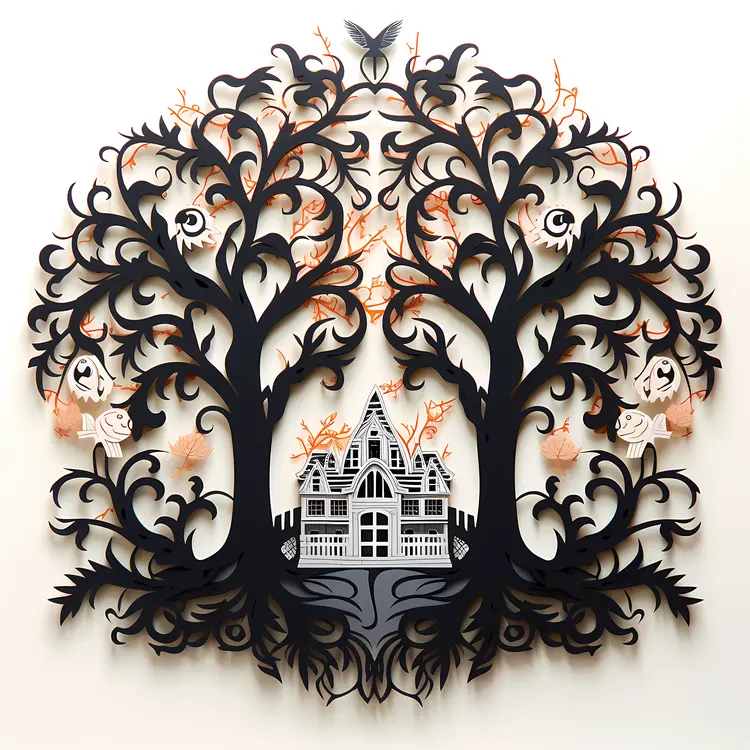 Haunted House with Spooky Trees