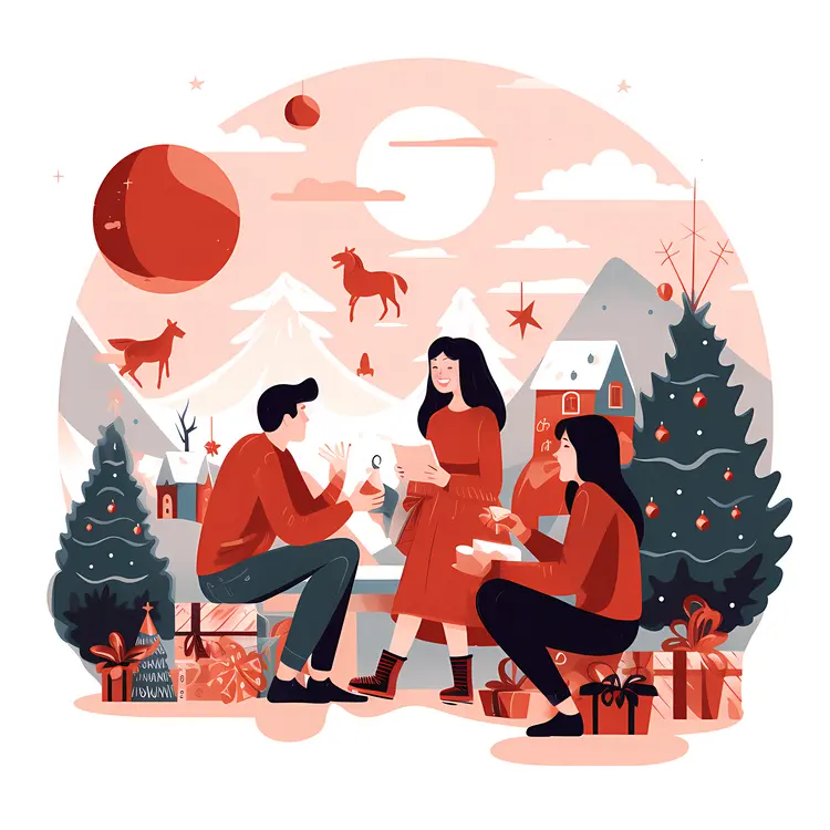Family Celebrating Christmas Outdoors