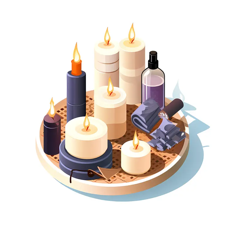 White and Purple Candles on a Tray