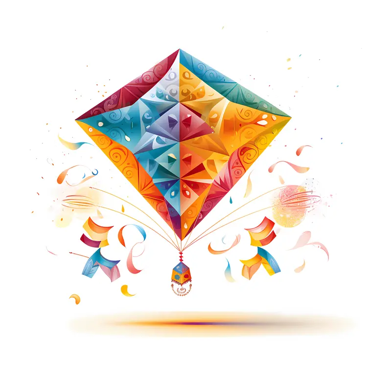 Patterned Kite with Decorations