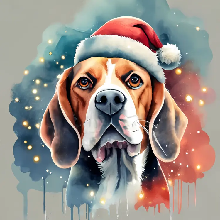 Cheerful Dog with Santa Hat
