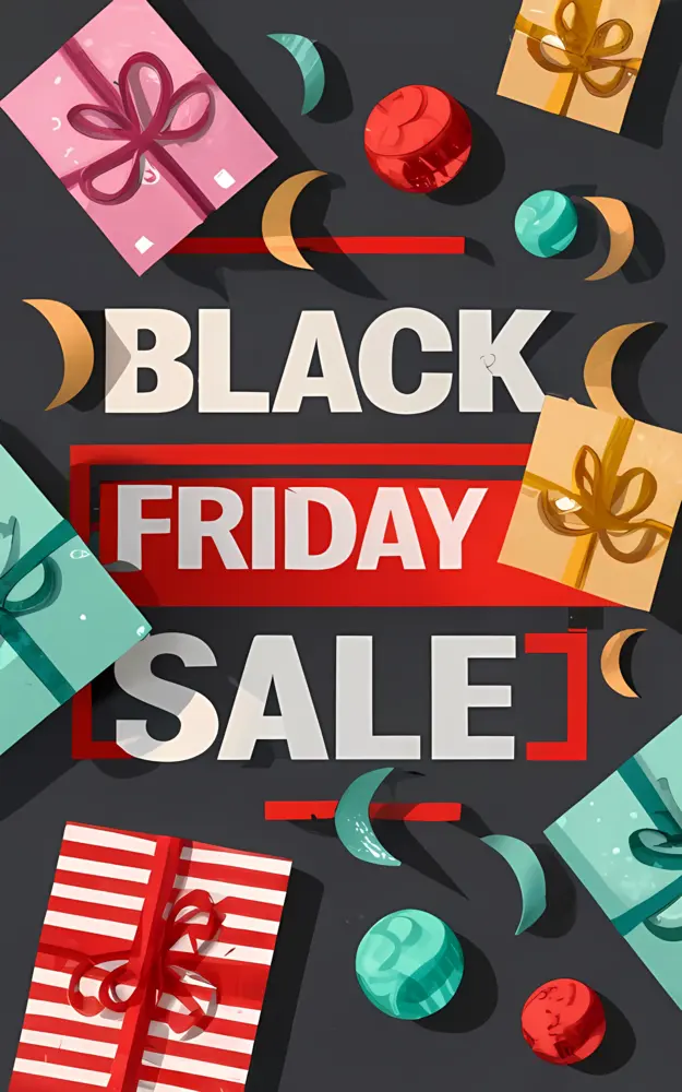 Black Friday Sale with Colorful Boxes